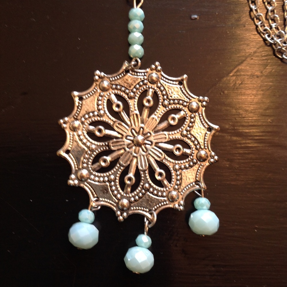 Silver and blue necklace